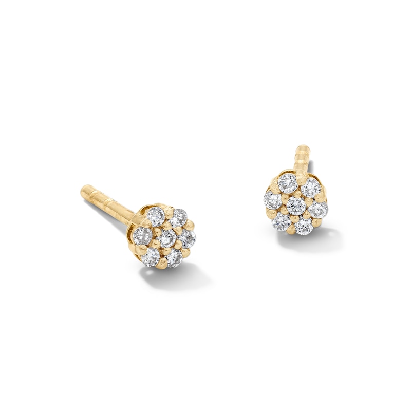 Main Image 1 of 10K Solid Gold 1/15 CT. T.W. Lab-Grown Diamond Hexagon Cluster Studs