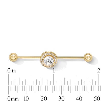 Yellow Ion-Plated CZ Industrial Barbell - 16G 11/16"
