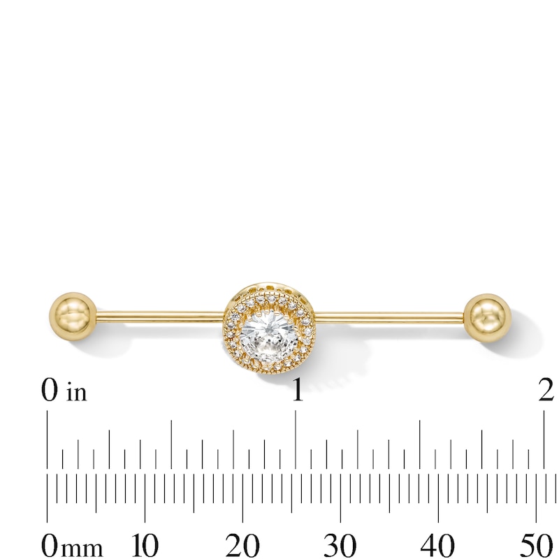 Main Image 2 of Yellow Ion-Plated CZ Industrial Barbell - 16G