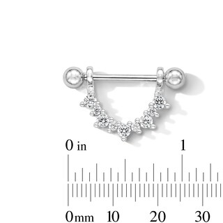 Solid Stainless Steel CZ Shield Barbell - 14G 11/16"