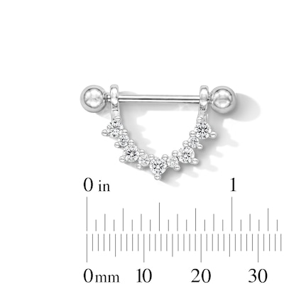 Solid Stainless Steel CZ Shield Barbell - 14G 11/16"