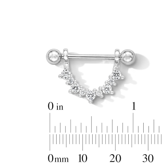 Solid Stainless Steel CZ Shield Barbell - 14G 11/16"
