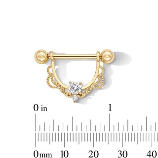 Yellow Ion-Plated CZ Shield Barbell - 14G 11/16"