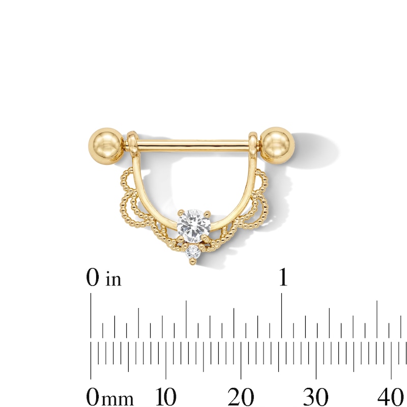 Main Image 2 of Yellow Ion-Plated CZ Shield Barbell - 14G