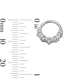 Semi-Solid Stainless Steel CZ Beaded Frame Hoop - 16G 5/16"