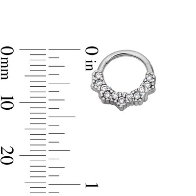 Semi-Solid Stainless Steel CZ Beaded Frame Hoop - 16G 5/16"