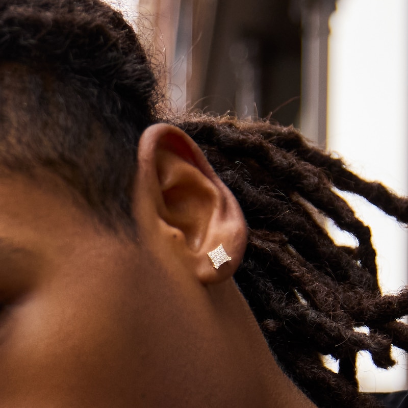 Main Image 2 of 10K Solid Gold 1/4 CT. T.W. Lab-Grown Diamond Concave Square Studs