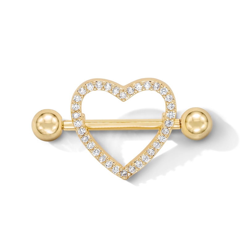 Main Image 1 of Yellow Ion-Plated CZ Heart Shield Barbell - 14G