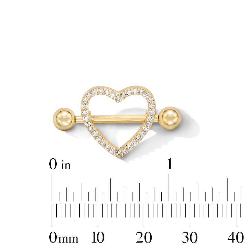 Main Image 2 of Yellow Ion-Plated CZ Heart Shield Barbell - 14G