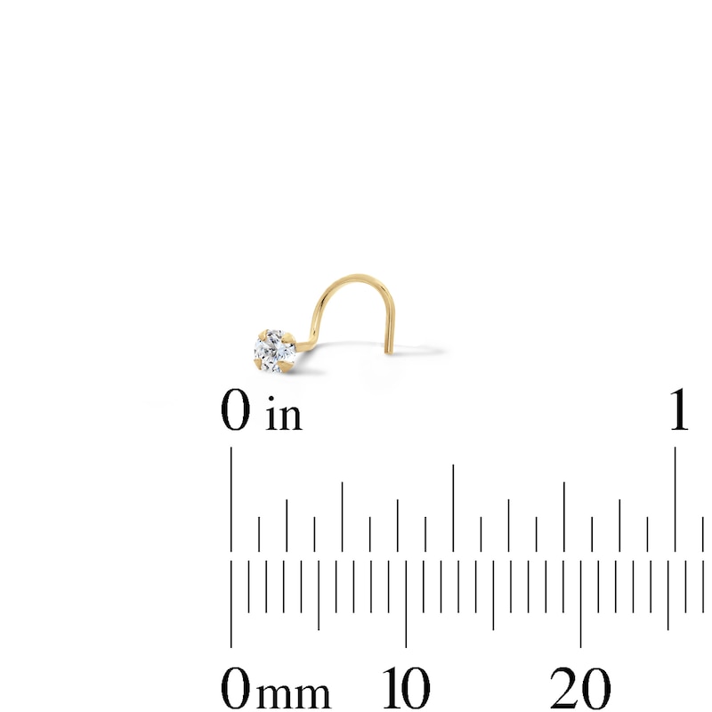 Main Image 4 of Yellow Ion-Plated CZ Square, Round and Star Screw Nose Stud Set – 22G 5/8"