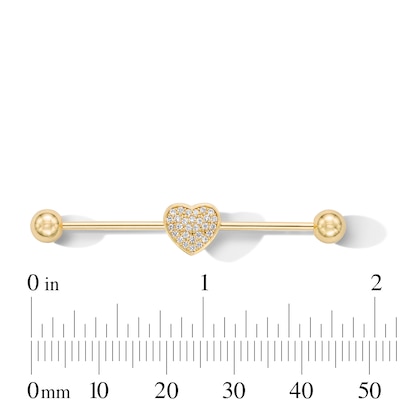 Yellow Ion-Plated CZ Heart Industrial Barbell - 14G 11/16"