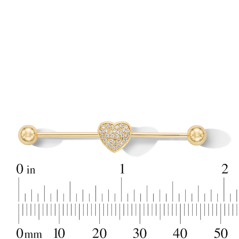 Main Image 2 of Yellow Ion-Plated CZ Heart Industrial Barbell - 14G