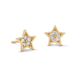 10K Solid Gold 1/10 CT. T.W. Lab-Grown Diamond Star Studs