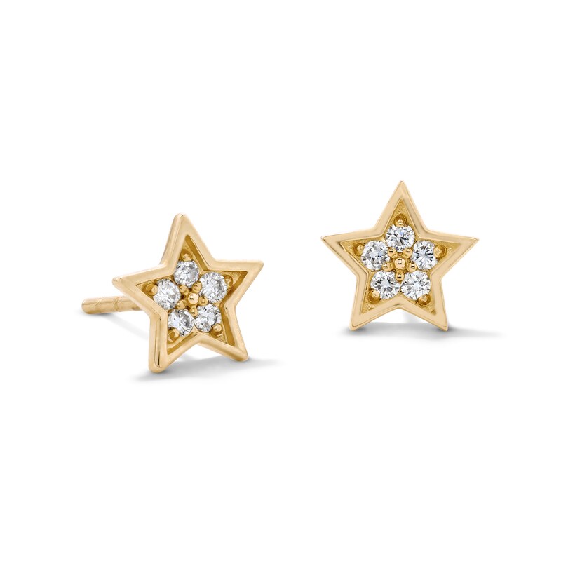 Main Image 1 of 10K Solid Gold 1/10 CT. T.W. Lab-Grown Diamond Star Studs