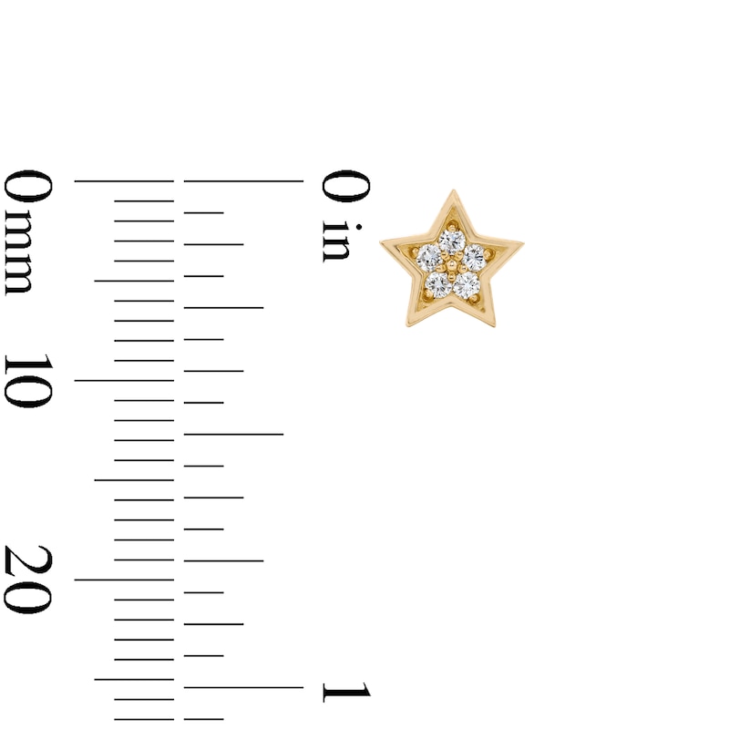 Main Image 2 of 10K Solid Gold 1/10 CT. T.W. Lab-Grown Diamond Star Studs