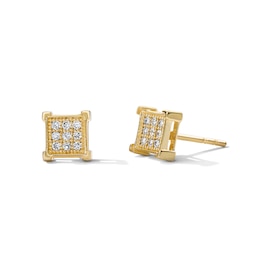 10K Solid Gold 1/10 CT. T.W. Lab-Grown Diamond Square Studs
