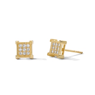 10K Solid Gold 1/10 CT. T.W. Lab-Grown Diamond Square Studs