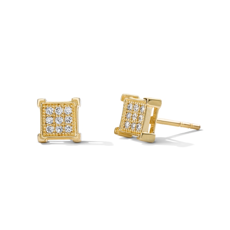 Main Image 1 of 10K Solid Gold 1/10 CT. T.W. Lab-Grown Diamond Square Studs