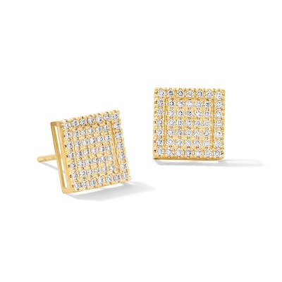 10K Solid Gold 1/2 CT. T.W. Lab-Grown Diamond Square Stud Earrings