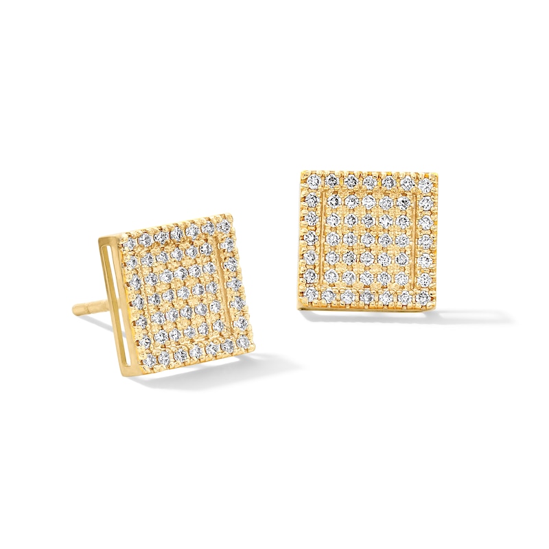 Main Image 1 of 10K Solid Gold 1/2 CT. T.W. Lab-Grown Diamond Square Stud Earrings