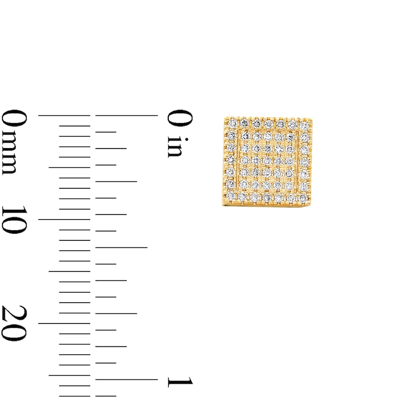 Main Image 2 of 10K Solid Gold 1/2 CT. T.W. Lab-Grown Diamond Square Stud Earrings