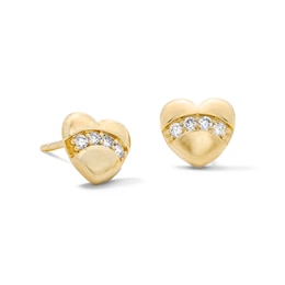 10K Solid Gold 1/15 CT. T.W. Lab-Grown Diamond Heart Studs