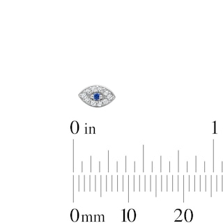 Solid Sterling Silver CZ Blue and White Evil Eye Studs
