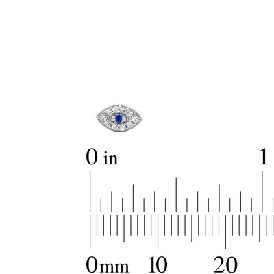 Solid Sterling Silver CZ Blue and White Evil Eye Studs