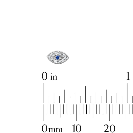 Solid Sterling Silver CZ Blue and White Evil Eye Studs