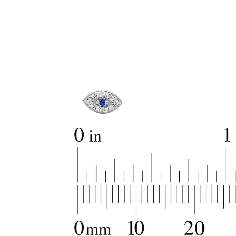 Main Image 3 of Solid Sterling Silver CZ Blue and White Evil Eye Studs