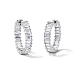 Solid Sterling Silver CZ Baguette Inside-Out Hoops