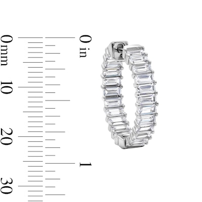 Solid Sterling Silver CZ Baguette Inside-Out Hoops