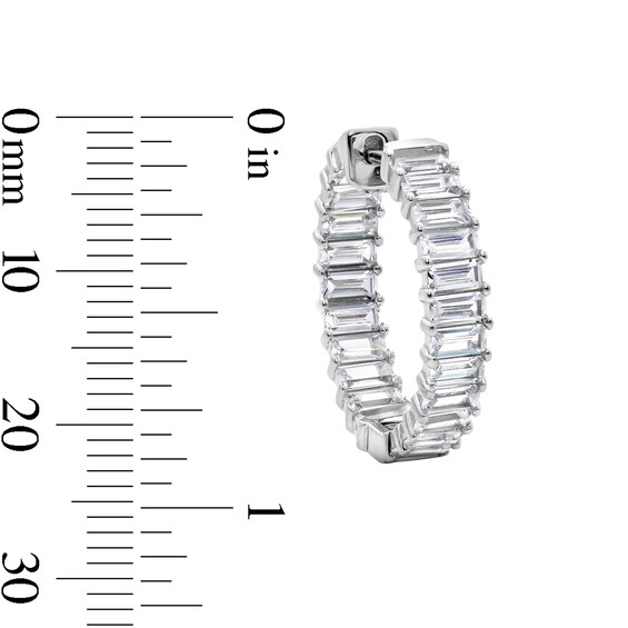 Solid Sterling Silver CZ Baguette Inside-Out Hoops