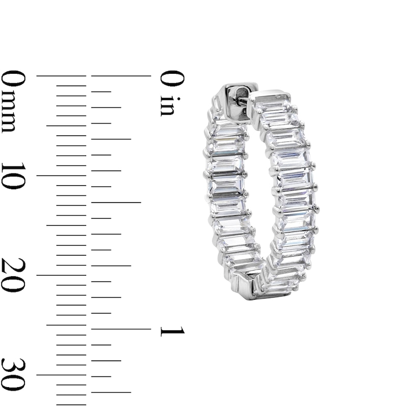 Main Image 2 of Solid Sterling Silver CZ Baguette Inside-Out Hoops