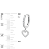 Thumbnail Image 2 of Solid Sterling Silver CZ Heart Drop Huggie Hoop Earrings