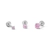 Thumbnail Image 1 of Semi-Solid Stainless Steel CZ Pink Stud Set - 16G 5/16"