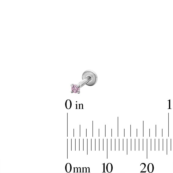 Semi-Solid Stainless Steel CZ Pink Stud Set - 16G 5/16"