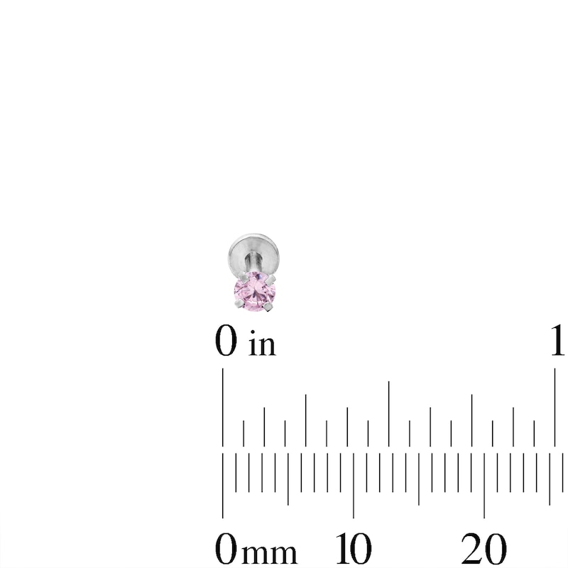 Main Image 3 of Semi-Solid Stainless Steel CZ Pink Stud Set - 16G 5/16"