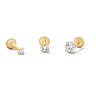 Yellow Ion-Plated CZ Stud Set - 16G 5/16"