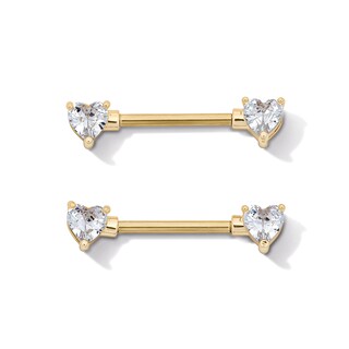 Yellow Ion Plated CZ Heart Barbell Set – 14G 1/2"