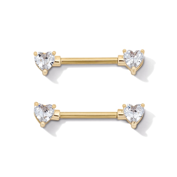 Yellow Ion Plated CZ Heart Barbell Set – 14G 1/2"