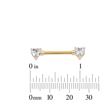 Yellow Ion Plated CZ Heart Barbell Set – 14G 1/2"