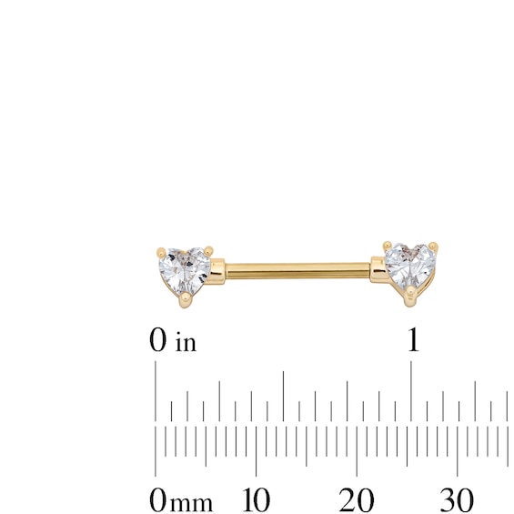 Yellow Ion Plated CZ Heart Barbell Set – 14G 1/2"