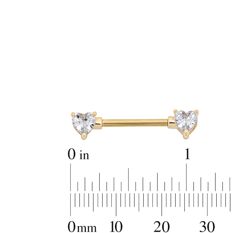 Yellow Ion Plated CZ Heart Barbell Set – 14G 1/2"