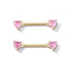 Yellow Ion Plated Pink CZ Heart Barbell Set – 14G 1/2"