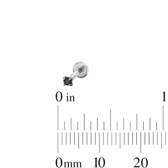 Semi-Solid Stainless Steel CZ Black Stud Set - 16G 5/16"