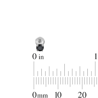 Semi-Solid Stainless Steel CZ Black Stud Set - 16G 5/16"