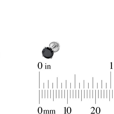 Semi-Solid Stainless Steel CZ Black Stud Set - 16G 5/16"