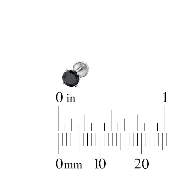 Semi-Solid Stainless Steel CZ Black Stud Set - 16G 5/16"