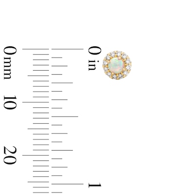 10K Solid Gold 1/8 CT. T.W. Simulated Opal and Lab-Grown Diamond Studs